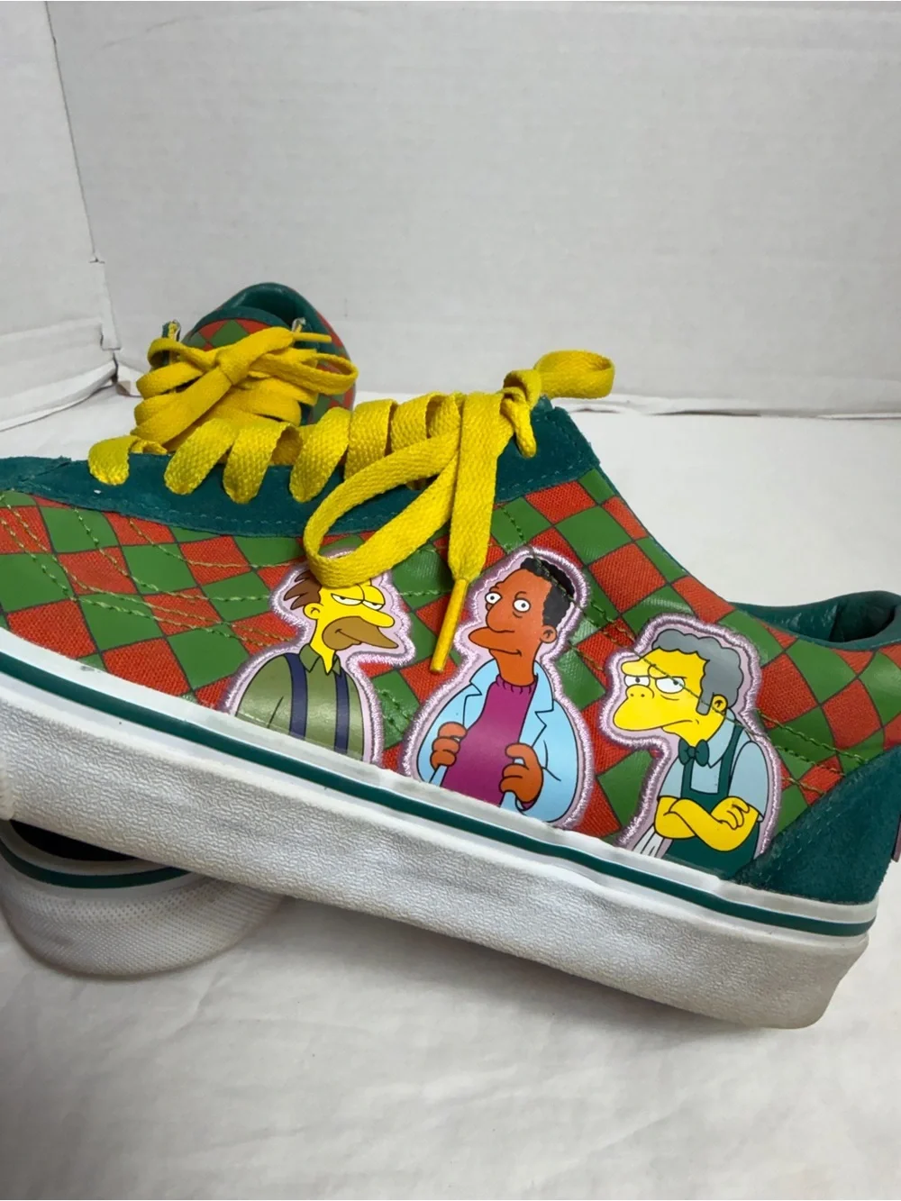 Vans The Simpsons Green, Red & Yellow Argyle Low-Top Sneakers